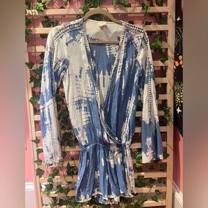 Surf Gypsy Blue and White Tie-Dye Romper